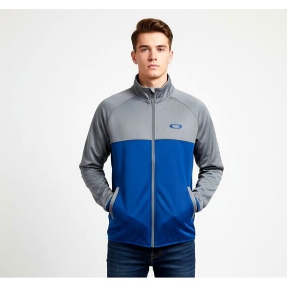 Oakley Full Zip Men’s Track Jacket Blue Gray (Large) - Picture 1 of 5